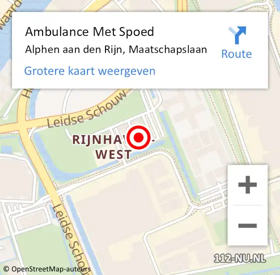 Locatie op kaart van de 112 melding: Ambulance Met Spoed Naar Alphen aan den Rijn, Maatschapslaan op 2 juni 2024 11:16