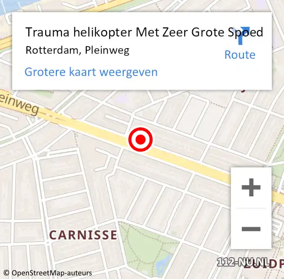 Locatie op kaart van de 112 melding: Trauma helikopter Met Zeer Grote Spoed Naar Rotterdam, Pleinweg op 2 juni 2024 11:31