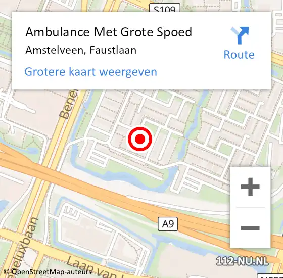 Locatie op kaart van de 112 melding: Ambulance Met Grote Spoed Naar Amstelveen, Faustlaan op 2 juni 2024 11:34