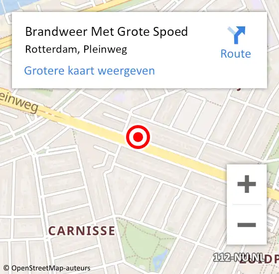 Locatie op kaart van de 112 melding: Brandweer Met Grote Spoed Naar Rotterdam, Pleinweg op 2 juni 2024 11:36
