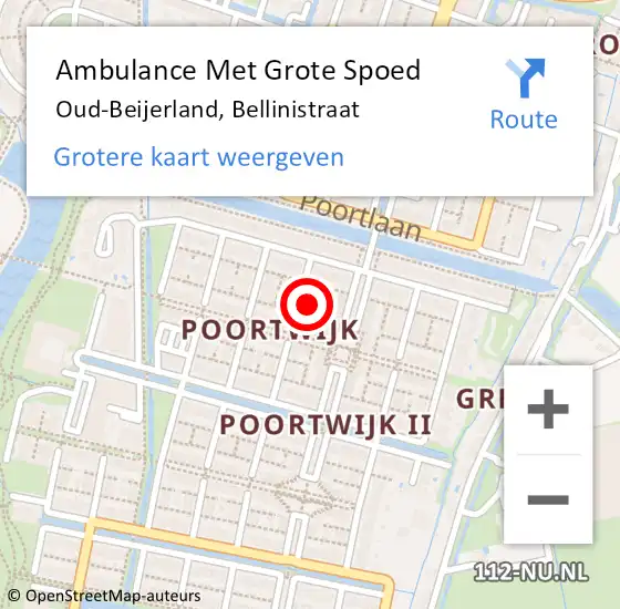 Locatie op kaart van de 112 melding: Ambulance Met Grote Spoed Naar Oud-Beijerland, Bellinistraat op 2 juni 2024 11:37