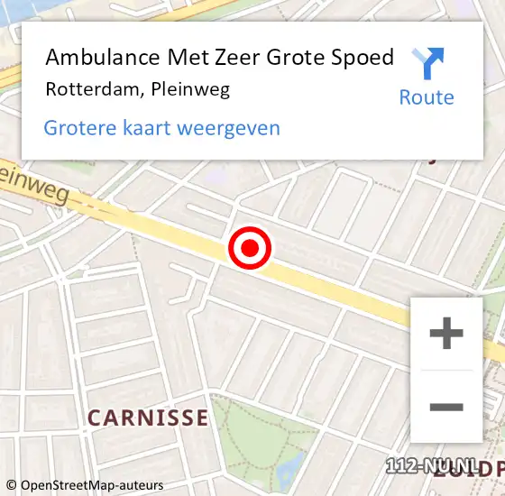 Locatie op kaart van de 112 melding: Ambulance Met Zeer Grote Spoed Naar Rotterdam, Pleinweg op 2 juni 2024 11:44