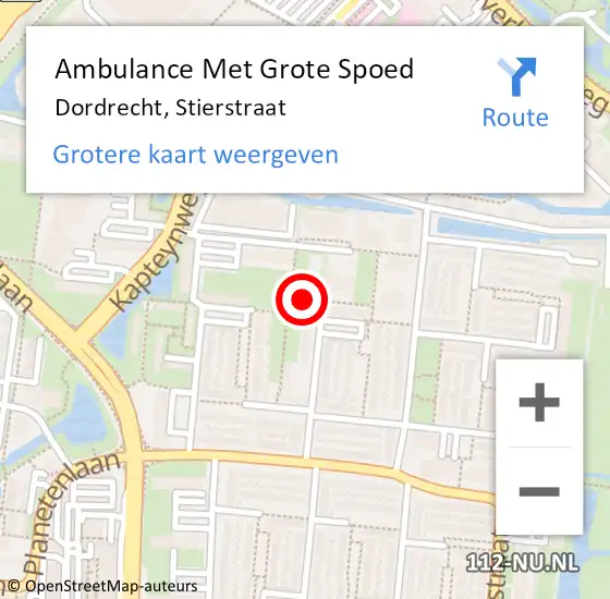 Locatie op kaart van de 112 melding: Ambulance Met Grote Spoed Naar Dordrecht, Stierstraat op 2 juni 2024 11:45