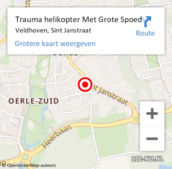 Locatie op kaart van de 112 melding: Trauma helikopter Met Grote Spoed Naar Veldhoven, Sint Janstraat op 2 juni 2024 11:58