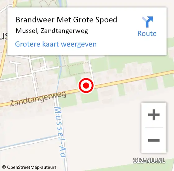 Locatie op kaart van de 112 melding: Brandweer Met Grote Spoed Naar Mussel, Zandtangerweg op 2 juni 2024 12:05