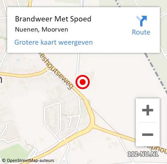 Locatie op kaart van de 112 melding: Brandweer Met Spoed Naar Nuenen, Moorven op 2 juni 2024 12:05