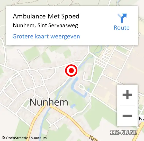 Locatie op kaart van de 112 melding: Ambulance Met Spoed Naar Nunhem, Sint Servaasweg op 2 juni 2024 12:06