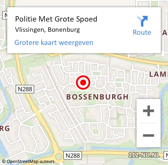 Locatie op kaart van de 112 melding: Politie Met Grote Spoed Naar Vlissingen, Bonenburg op 2 juni 2024 12:16