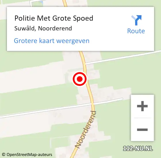 Locatie op kaart van de 112 melding: Politie Met Grote Spoed Naar Suwâld, Noorderend op 2 juni 2024 12:29