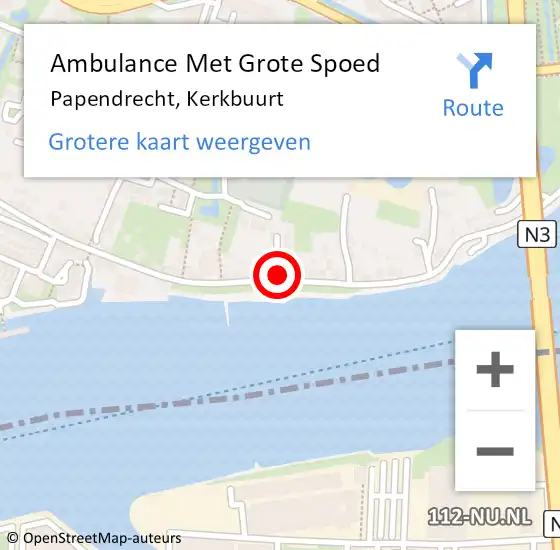 Locatie op kaart van de 112 melding: Ambulance Met Grote Spoed Naar Papendrecht, Kerkbuurt op 2 juni 2024 12:33