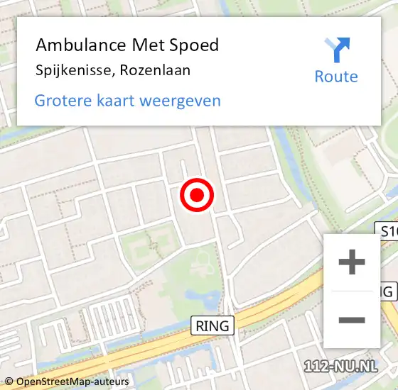 Locatie op kaart van de 112 melding: Ambulance Met Spoed Naar Spijkenisse, Rozenlaan op 2 juni 2024 12:48