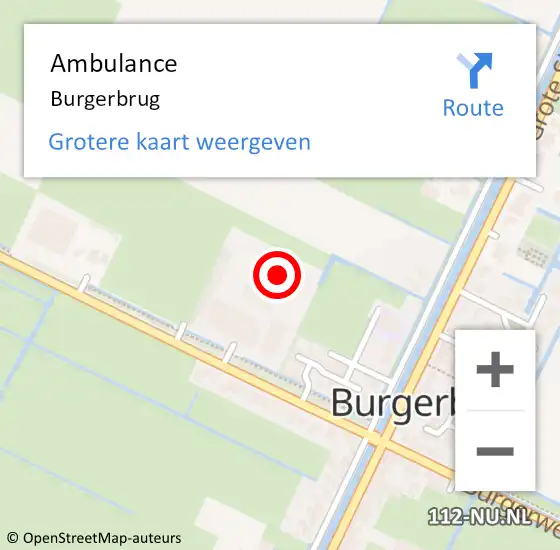 Locatie op kaart van de 112 melding: Ambulance Burgerbrug op 2 juni 2024 12:56