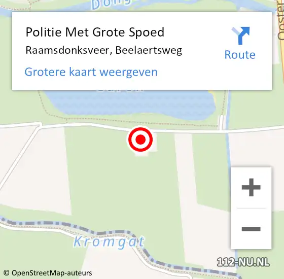 Locatie op kaart van de 112 melding: Politie Met Grote Spoed Naar Raamsdonksveer, Beelaertsweg op 2 juni 2024 13:22