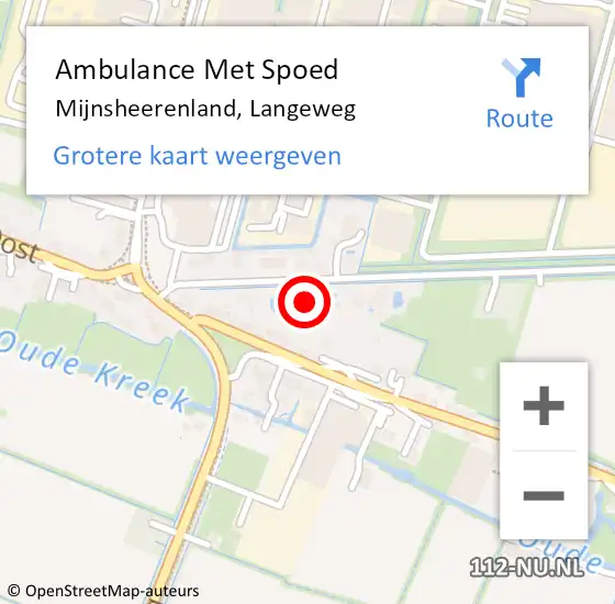 Locatie op kaart van de 112 melding: Ambulance Met Spoed Naar Mijnsheerenland, Langeweg op 2 juni 2024 13:22