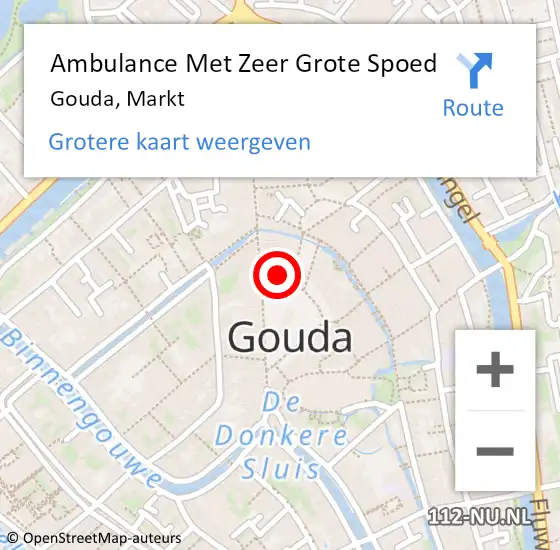 Locatie op kaart van de 112 melding: Ambulance Met Zeer Grote Spoed Naar Gouda, Markt op 2 juni 2024 13:25
