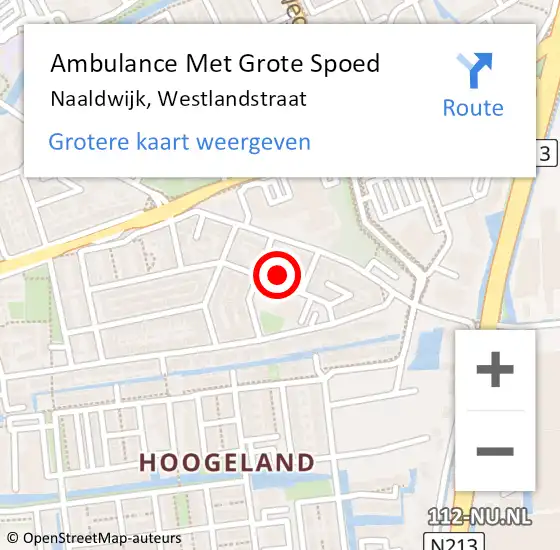 Locatie op kaart van de 112 melding: Ambulance Met Grote Spoed Naar Naaldwijk, Westlandstraat op 2 juni 2024 13:26