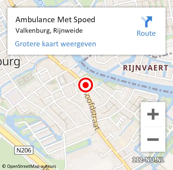 Locatie op kaart van de 112 melding: Ambulance Met Spoed Naar Valkenburg, Rijnweide op 2 juni 2024 13:44