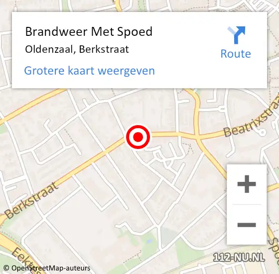 Locatie op kaart van de 112 melding: Brandweer Met Spoed Naar Oldenzaal, Berkstraat op 2 juni 2024 14:01