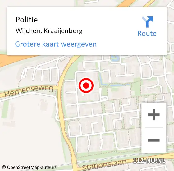 Locatie op kaart van de 112 melding: Politie Wijchen, Kraaijenberg op 2 juni 2024 14:07