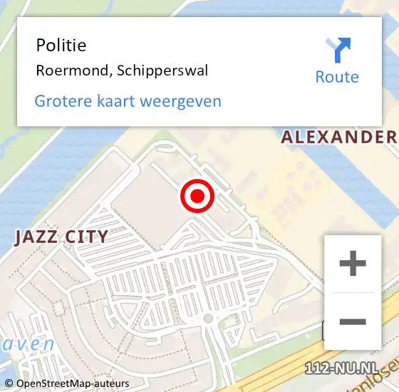 Locatie op kaart van de 112 melding: Politie Roermond, Schipperswal op 2 juni 2024 14:15