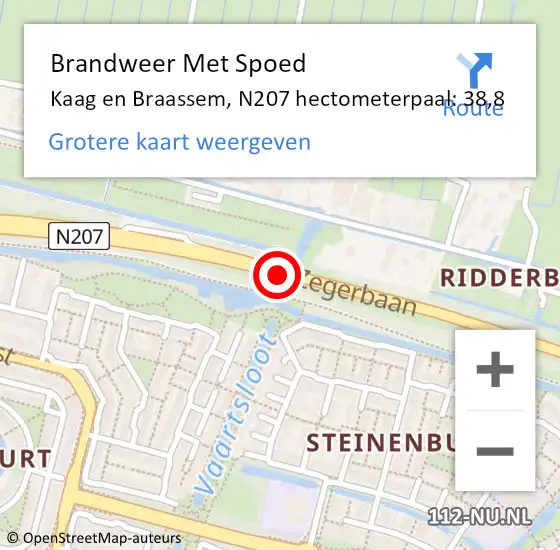 Locatie op kaart van de 112 melding: Brandweer Met Spoed Naar Kaag en Braassem, N207 hectometerpaal: 38,8 op 2 juni 2024 14:15