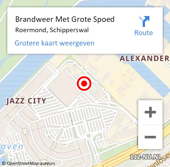 Locatie op kaart van de 112 melding: Brandweer Met Grote Spoed Naar Roermond, Schipperswal op 2 juni 2024 14:18