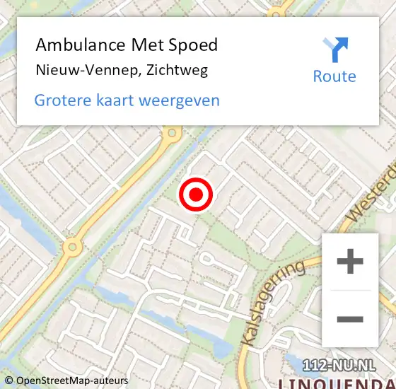 Locatie op kaart van de 112 melding: Ambulance Met Spoed Naar Nieuw-Vennep, Zichtweg op 2 juni 2024 14:23