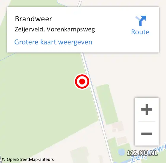 Locatie op kaart van de 112 melding: Brandweer Zeijerveld, Vorenkampsweg op 2 juni 2024 14:25