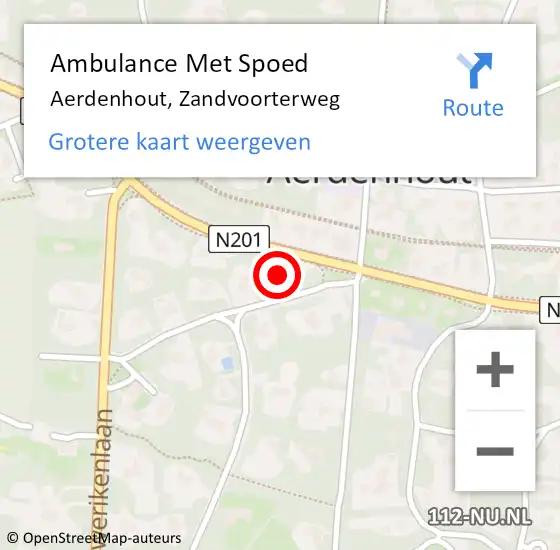 Locatie op kaart van de 112 melding: Ambulance Met Spoed Naar Aerdenhout, Zandvoorterweg op 2 juni 2024 14:36