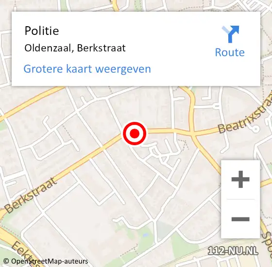 Locatie op kaart van de 112 melding: Politie Oldenzaal, Berkstraat op 2 juni 2024 14:46