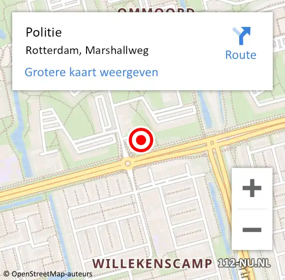 Locatie op kaart van de 112 melding: Politie Rotterdam, Marshallweg op 2 juni 2024 14:49