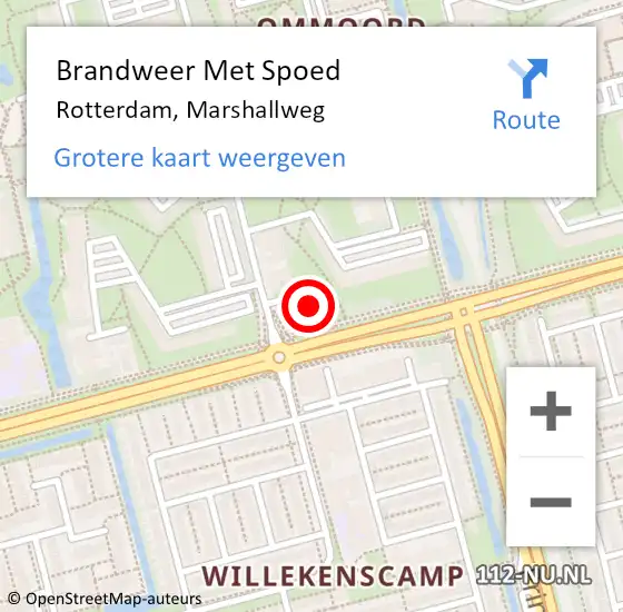 Locatie op kaart van de 112 melding: Brandweer Met Spoed Naar Rotterdam, Marshallweg op 2 juni 2024 14:50