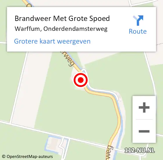 Locatie op kaart van de 112 melding: Brandweer Met Grote Spoed Naar Warffum, Onderdendamsterweg op 2 juni 2024 14:52