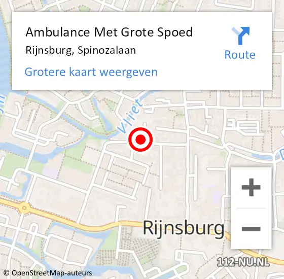 Locatie op kaart van de 112 melding: Ambulance Met Grote Spoed Naar Rijnsburg, Spinozalaan op 2 juni 2024 14:57