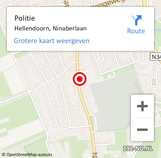 Locatie op kaart van de 112 melding: Politie Hellendoorn, Ninaberlaan op 2 juni 2024 15:08