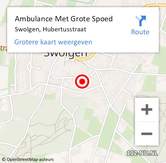 Locatie op kaart van de 112 melding: Ambulance Met Grote Spoed Naar Swolgen, Hubertusstraat op 8 oktober 2014 05:54