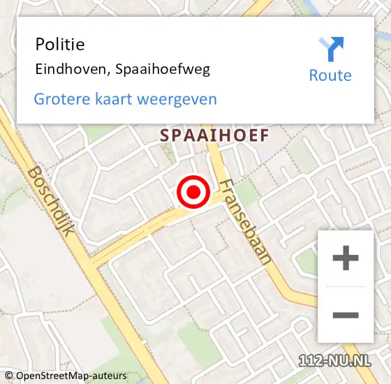 Locatie op kaart van de 112 melding: Politie Eindhoven, Spaaihoefweg op 2 juni 2024 16:02