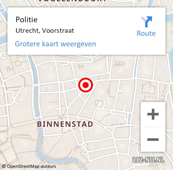 Locatie op kaart van de 112 melding: Politie Utrecht, Voorstraat op 2 juni 2024 16:09