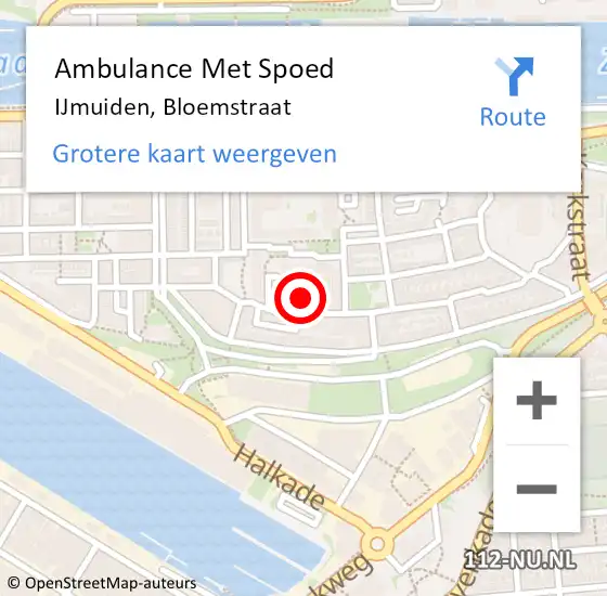 Locatie op kaart van de 112 melding: Ambulance Met Spoed Naar IJmuiden, Bloemstraat op 2 juni 2024 16:11