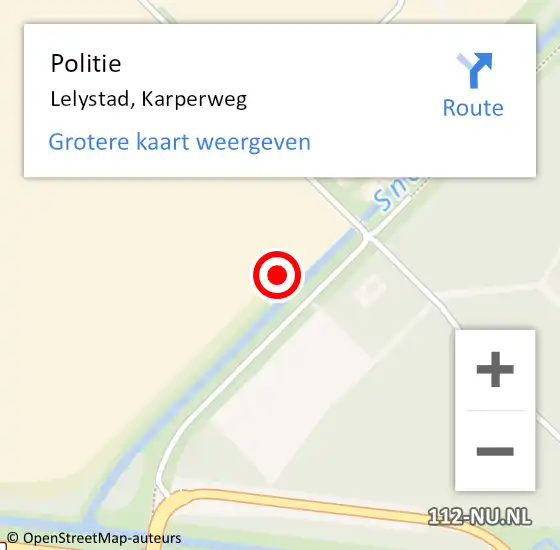 Locatie op kaart van de 112 melding: Politie Lelystad, Karperweg op 2 juni 2024 16:18