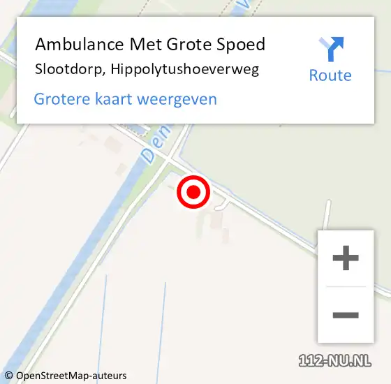 Locatie op kaart van de 112 melding: Ambulance Met Grote Spoed Naar Slootdorp, Hippolytushoeverweg op 2 juni 2024 16:19