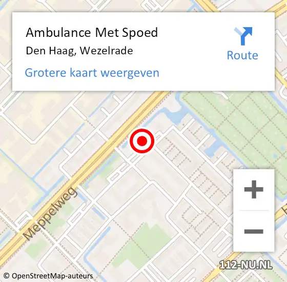 Locatie op kaart van de 112 melding: Ambulance Met Spoed Naar Den Haag, Wezelrade op 2 juni 2024 16:24