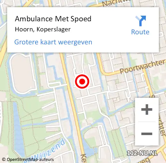 Locatie op kaart van de 112 melding: Ambulance Met Spoed Naar Hoorn, Koperslager op 2 juni 2024 16:26