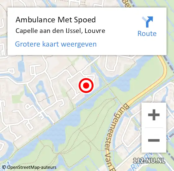 Locatie op kaart van de 112 melding: Ambulance Met Spoed Naar Capelle aan den IJssel, Louvre op 2 juni 2024 16:38