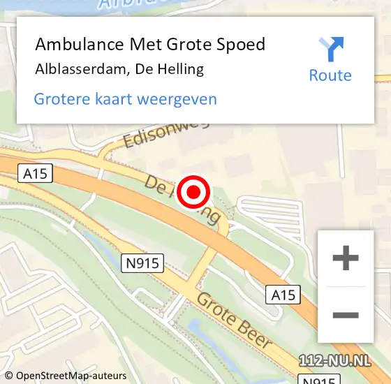 Locatie op kaart van de 112 melding: Ambulance Met Grote Spoed Naar Alblasserdam, De Helling op 2 juni 2024 16:41