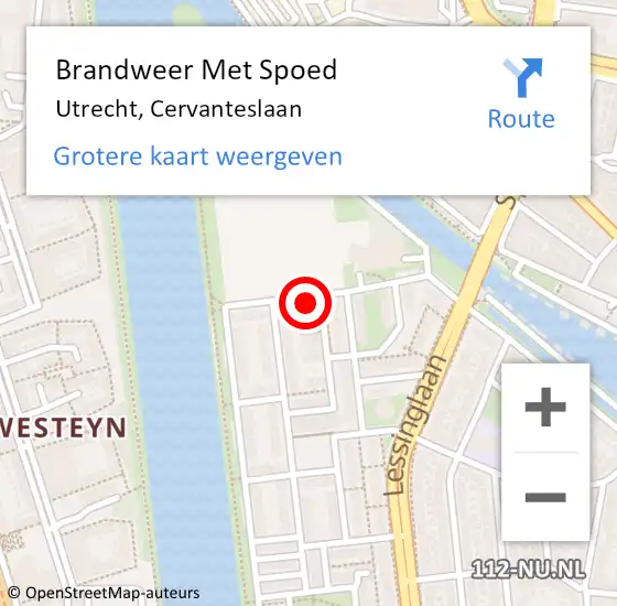 Locatie op kaart van de 112 melding: Brandweer Met Spoed Naar Utrecht, Cervanteslaan op 2 juni 2024 16:57