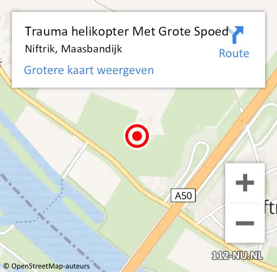 Locatie op kaart van de 112 melding: Trauma helikopter Met Grote Spoed Naar Niftrik, Maasbandijk op 2 juni 2024 17:05