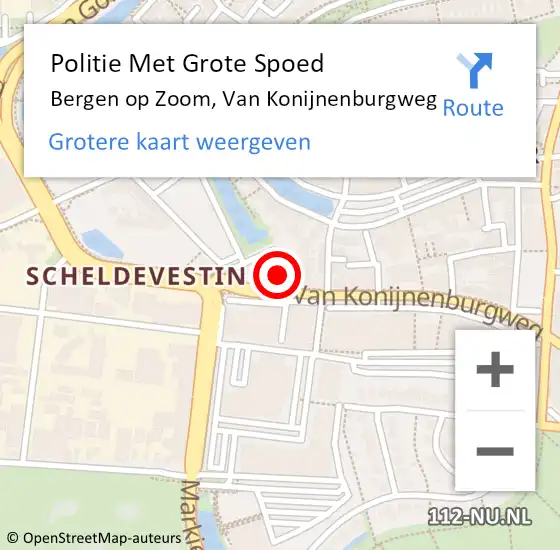Locatie op kaart van de 112 melding: Politie Met Grote Spoed Naar Bergen op Zoom, Van Konijnenburgweg op 2 juni 2024 17:06