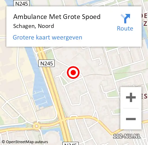 Locatie op kaart van de 112 melding: Ambulance Met Grote Spoed Naar Schagen, Noord op 2 juni 2024 17:08