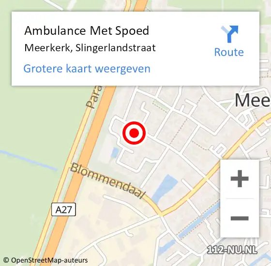 Locatie op kaart van de 112 melding: Ambulance Met Spoed Naar Meerkerk, Slingerlandstraat op 2 juni 2024 17:40